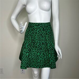 BANANA REPUBLIC GREEN BLACK CHEETAH PRINT FIT & FLARE SKIRT SZ 4